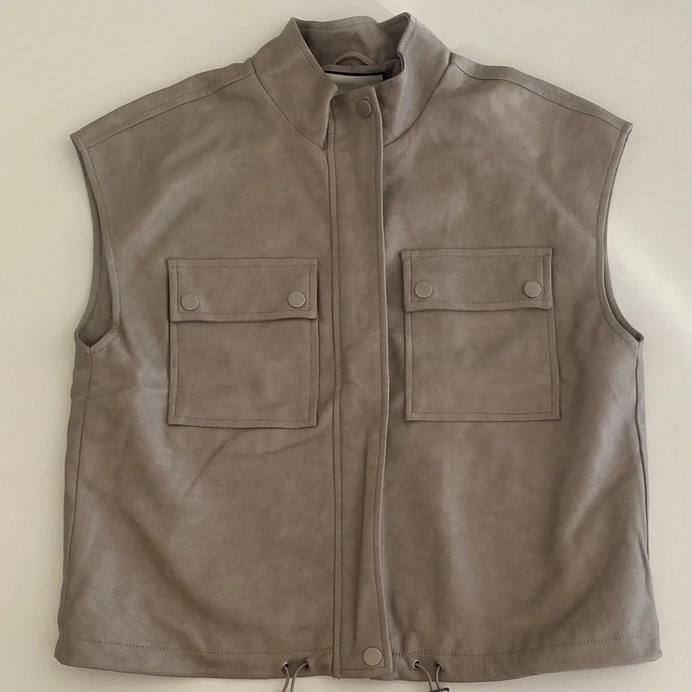Women’s Grey Faux Leather Vest - Picture 1 of 4